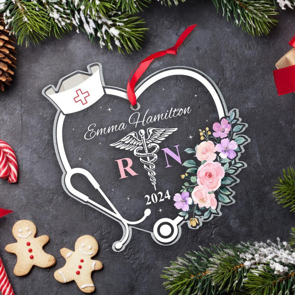 Joyful Nurses Personalized Photo Mica Ornament Christmas Gift For Nurses Madebymun