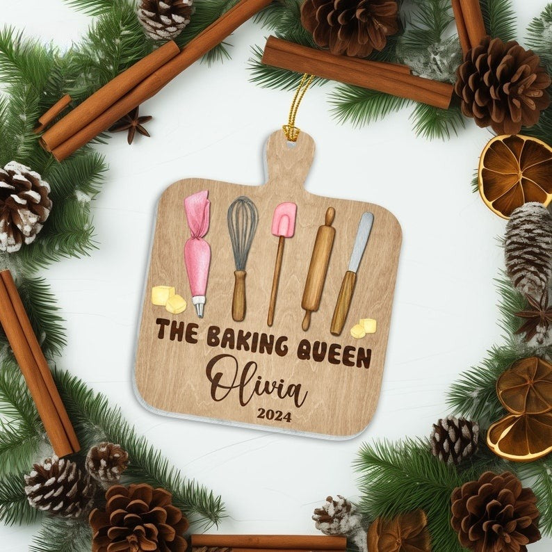 Personalized Baking 2D Flat Printed Acrylic Ornament Not 3D, Christmas Baking Acrylic Ornament, Gift for Baker, Pastry Chef, Chef Ornament