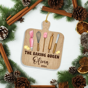 Personalized Baking 2D Flat Printed Acrylic Ornament Not 3D, Christmas Baking Acrylic Ornament, Gift for Baker, Pastry Chef, Chef Ornament