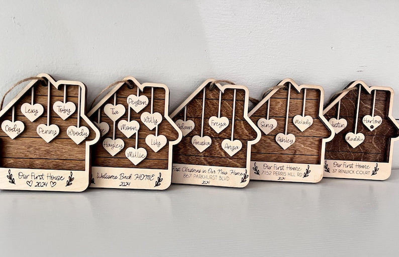 Personalized Family Ornament, Family Names, New Home Gift, Our First Home, Housewarming, First Christmas, Customized, Gifts for Christmas