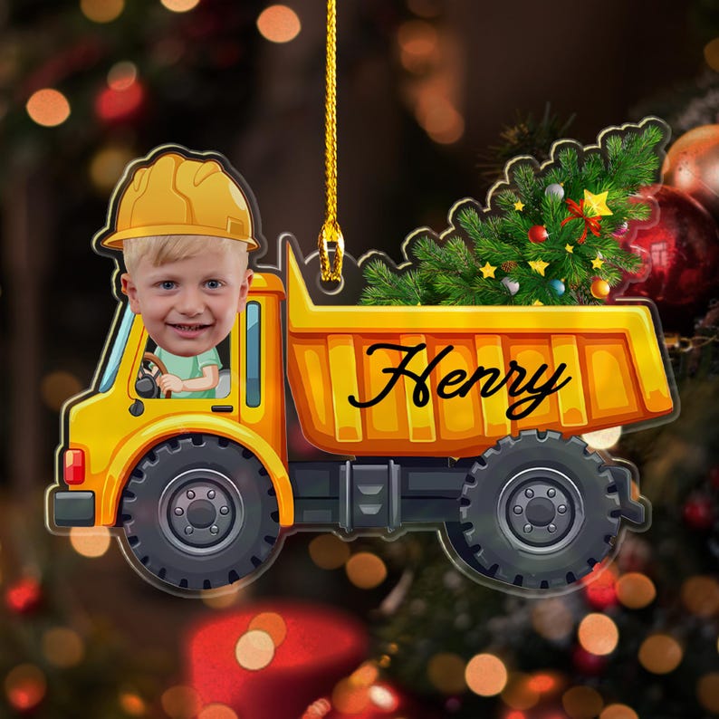 Custom Photo Truck Christmas Ornament, Child's Truck Acrylic Ornament, Toy Truck Ornament, Personalized Photo Ornament, Child's Toy Ornament