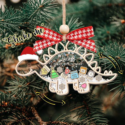Personalized Dinosaur Baby's First Christmas Ornament 2024, Custom Baby 1st Christmas Ornament, Custom New Baby Gift,4D Shaker Baby Ornament