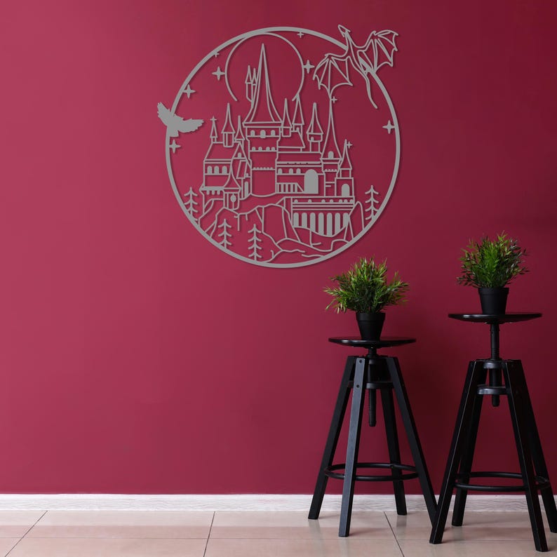 Wizard Magic School Metal Wall Art, Movie Fan Gift, Witch And Wizard Sign, Gaming Room Magic Art,Kids Room Wall Hanging,Christmas Young Gift