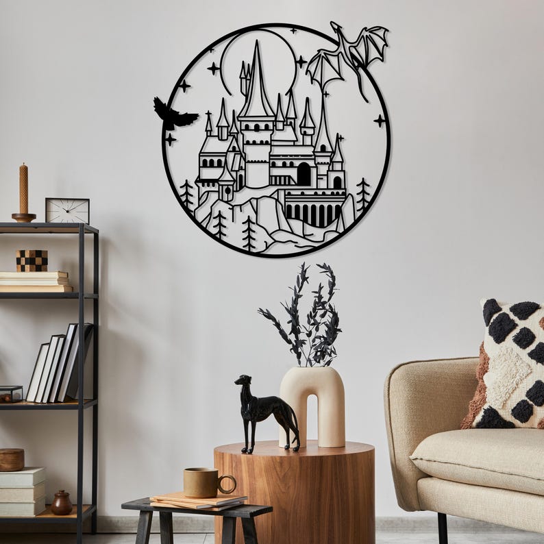 Wizard Magic School Metal Wall Art, Movie Fan Gift, Witch And Wizard Sign, Gaming Room Magic Art,Kids Room Wall Hanging,Christmas Young Gift