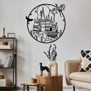Wizard Magic School Metal Wall Art, Movie Fan Gift, Witch And Wizard Sign, Gaming Room Magic Art,Kids Room Wall Hanging,Christmas Young Gift