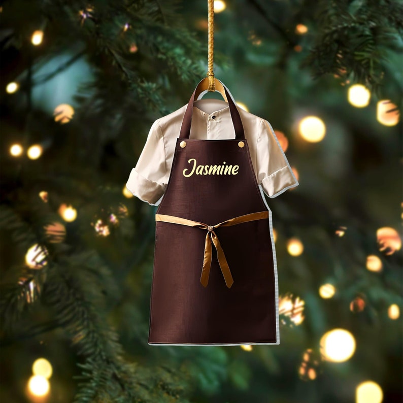 Personalized Chef Ornament, 2D Flatten Acrylic Ornament, Barista Ornament, Cooking Ornament, Gift for Chef, Christmas Gift For Coffee Shop