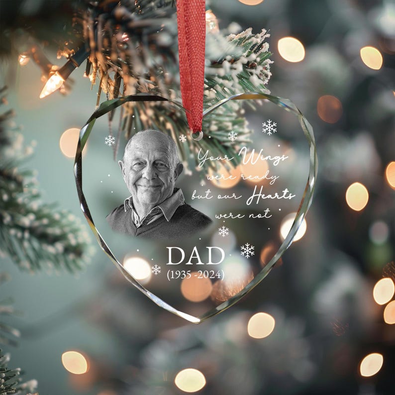 Custom Photo Memorial Ornament, Dad Remembrance Christmas Ornament, Memorial Day Glass Ornament, Mom Loss Ornament, Loss of Father Gift