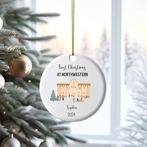 Custom college ornament first christmas at college gift for college student gift for starting college christmas gift.