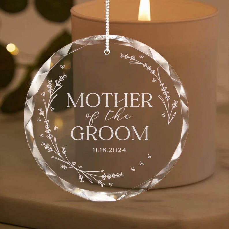 Custom Mother of The Bride or Mother of The Groom Wedding Ornament, Anniversary Gift for Mother, Christmas Ornament for Mother In Law