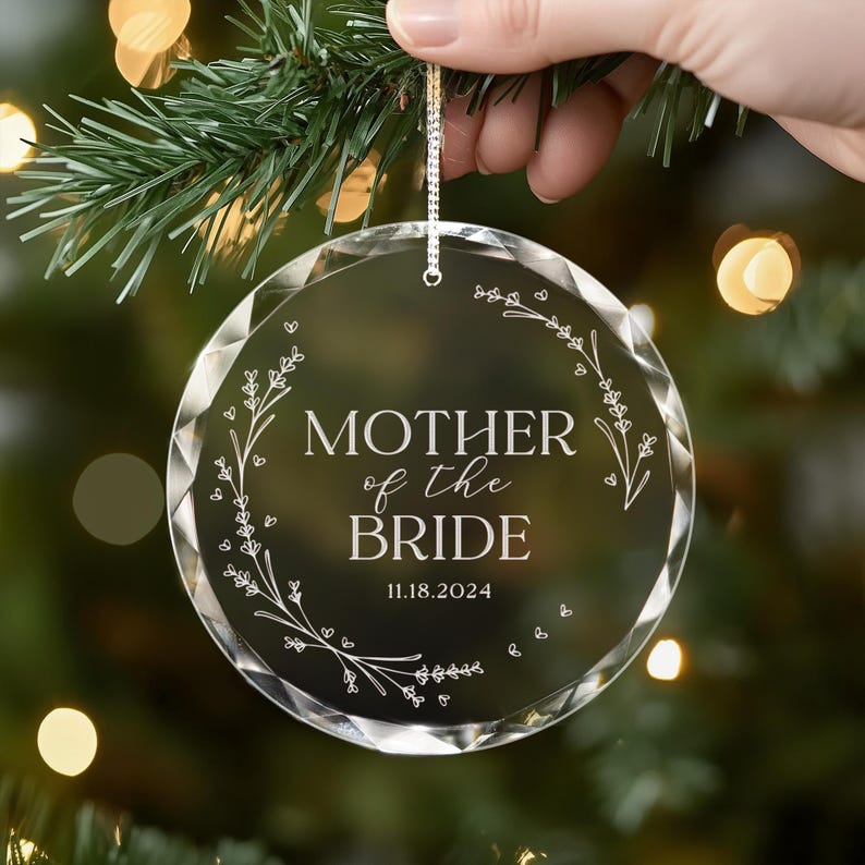 Custom Mother of The Bride or Mother of The Groom Wedding Ornament, Anniversary Gift for Mother, Christmas Ornament for Mother In Law