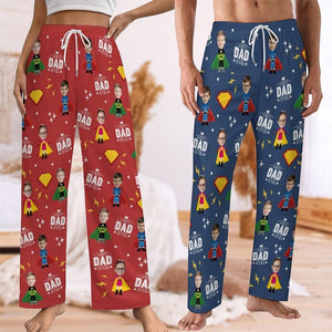 Best Dad Ever Custom Pajama Pants with Faces, Kids Face Pajama Pants, Personalized Pajamas Pants with Face, Christmas Gifts