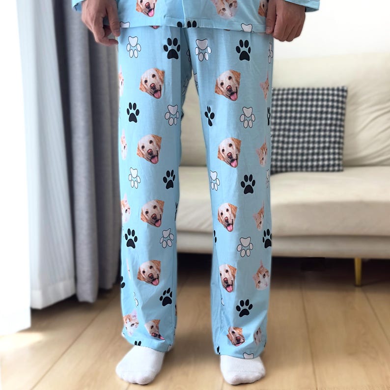 Custom Pajama Pants, Personalized Pet Face Pajamas Pants, Custom Dog Pajamas Pants, Pet Photo Pajama, Face on Pajamas Socks, Christmas Gifts
