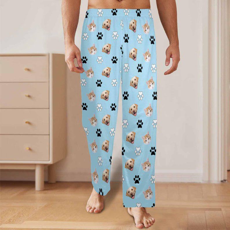 Custom Pajama Pants, Personalized Pet Face Pajamas Pants, Custom Dog Pajamas Pants, Pet Photo Pajama, Face on Pajamas Socks, Christmas Gifts
