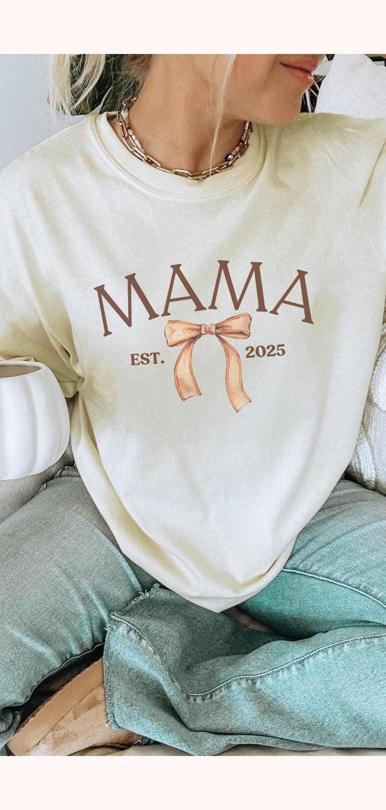 Mama Shirt For Mothers Day Gift From Daughter Bow Mama Fall Tshirt Birthday Gift For Mom New Mom To Be Baby Reveal