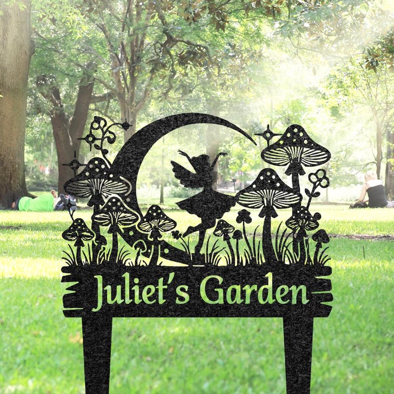 Personalized Fairy Garden Stake, Custom Metal Fairy Mushroom Yard Sign, Gardening Gift, Garden Metal Art, Yard Garden Decor for Outdoor