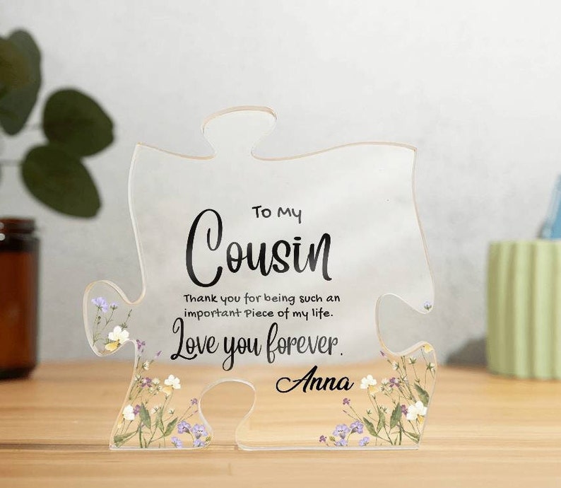 Cousin Gift, Cousin Acrylic Puzzle Plaque, Thank You Gift for Cousin, Personalized Cousin Gifts, Christmas Gift for Cousin, Birthday Gift