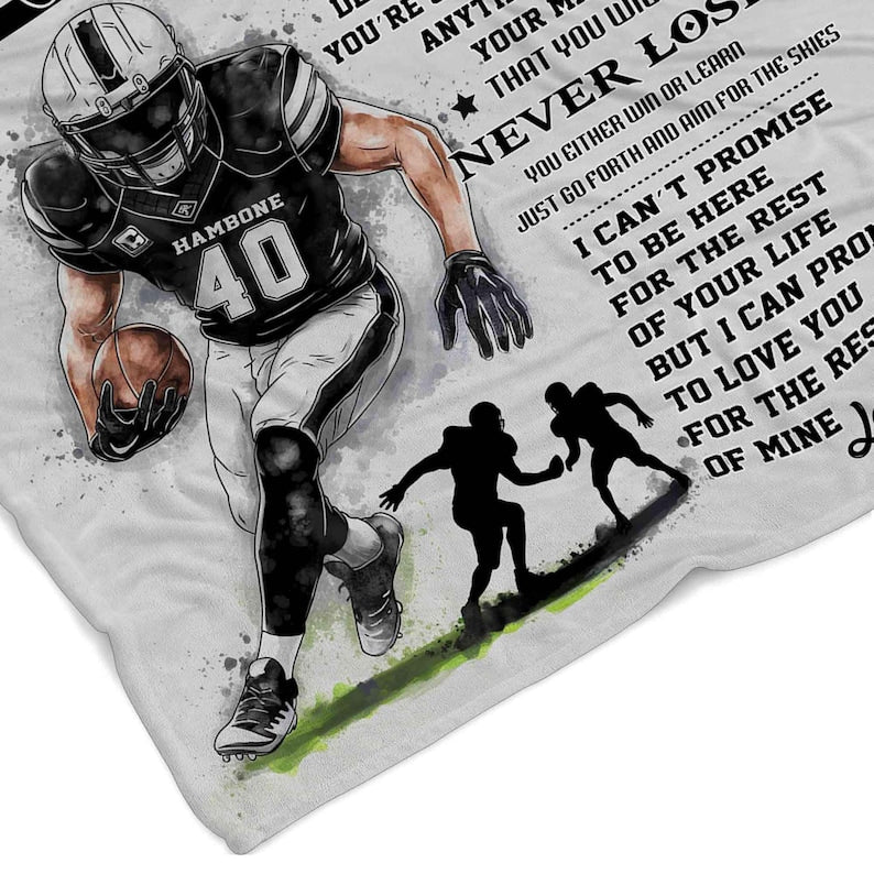 Personalized American Football Blanket, To My Son Blanket, Football Player Blanket, Football Gift for Son, Football Lover Gift,Gifts For Son