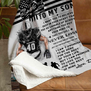 Personalized American Football Blanket, To My Son Blanket, Football Player Blanket, Football Gift for Son, Football Lover Gift,Gifts For Son