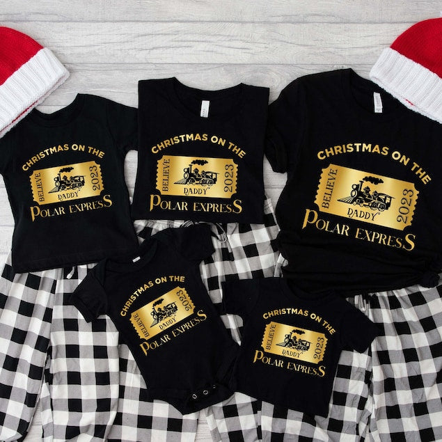 Personalized Family Christmas T-Shirt: Polar Express Train Gift
