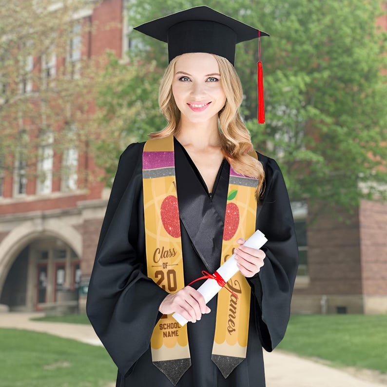 Custom Graduation Stole Class Of 2025, Teacher Graduation Stole 2025, Teacher Stole, Pencil Stole Graduation For Teachers, Sash For Teacher