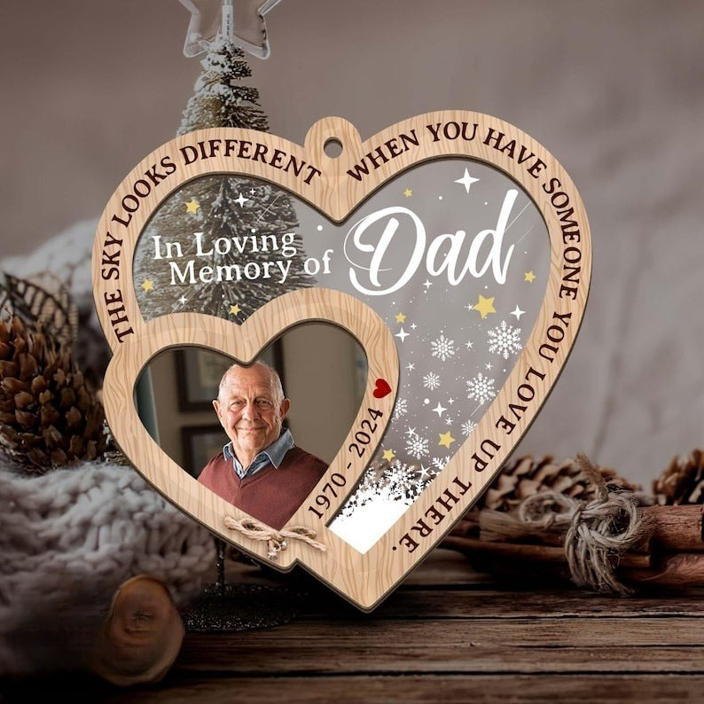 Custom Photo Memorial Ornament Keepsake, Dad Remembrance Glass Ornament, Memorial Day Acrylic Ornament, Dad Loss Ornament, Funeral Ornaments