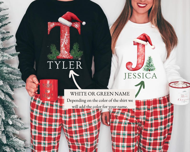 Family Christmas Shirt, Christmas Name Custom Shirt, Funny Family Xmas Pjs, Christmas Custom Letter Shirt, Personalized Christmas Family Tee