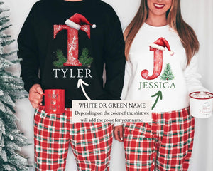 Family Christmas Shirt, Christmas Name Custom Shirt, Funny Family Xmas Pjs, Christmas Custom Letter Shirt, Personalized Christmas Family Tee