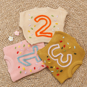 Birthday Baby Sweater, Personalized Hand Embroidered, Baby Sweaters, Name Baby Sweater, Birthday Gift, Birthday Gift For Baby, Name Sweater