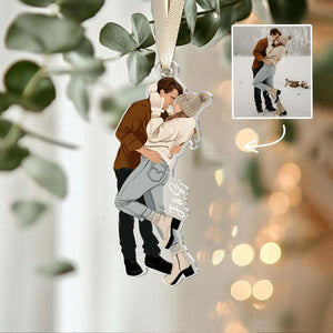 Personalized Couple Photo Ornament, Faceless Portrait Ornament, Christmas Gifts For Him Her, Couple Gifts, Anniversary Gift, Christmas Decor