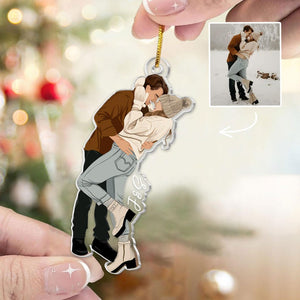 Personalized Couple Photo Ornament, Faceless Portrait Ornament, Christmas Gifts For Him Her, Couple Gifts, Anniversary Gift, Christmas Decor