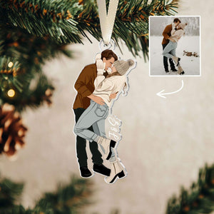 Personalized Couple Photo Ornament, Faceless Portrait Ornament, Christmas Gifts For Him Her, Couple Gifts, Anniversary Gift, Christmas Decor