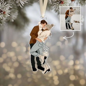 Personalized Couple Photo Ornament, Faceless Portrait Ornament, Christmas Gifts For Him Her, Couple Gifts, Anniversary Gift, Christmas Decor