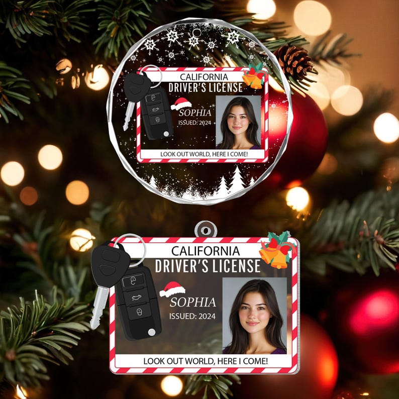 Personalized Photo New Driver Ornament 2025, Drivers License Ornament, Gift for New Driver, Driving Ornament, Drivers Permit Christmas