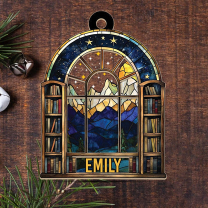 Personalized Night Court Bookshelf 2D Ornament, Fantasy Book Reader Wood and Acrylic Ornament, Book Lover Xmas Tree Decor, Bookish Gift