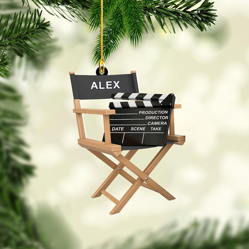 Personalized Director Chain Christmas Ornament, Film Clapper Christmas, Film Clapper Ornament, Christmas Gift For Film, Tree Hanging Decor