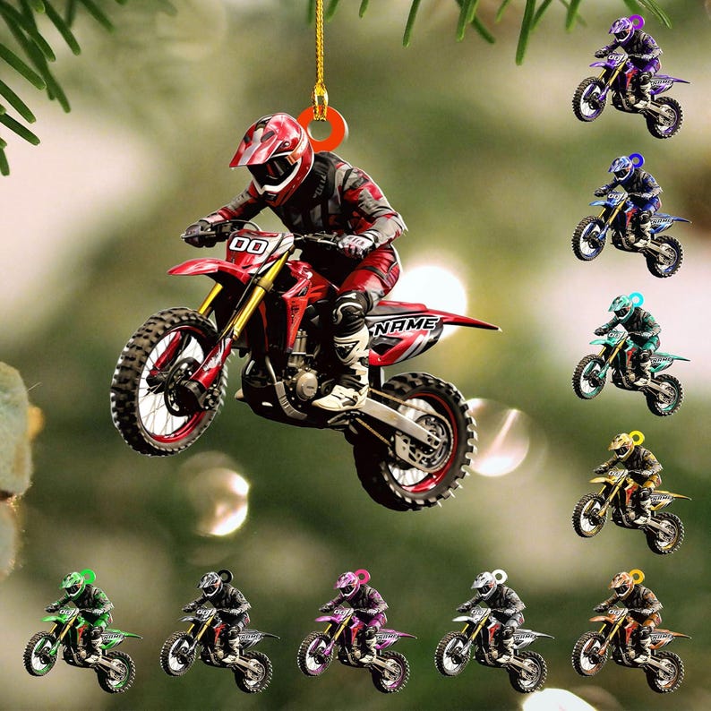 Personalized Dirt Bike Ornament Custom Motocross Men Ornament, Motorcycle Ornament, Bike Christmas Ornament,Gift for Racing Lover,Rider Gift