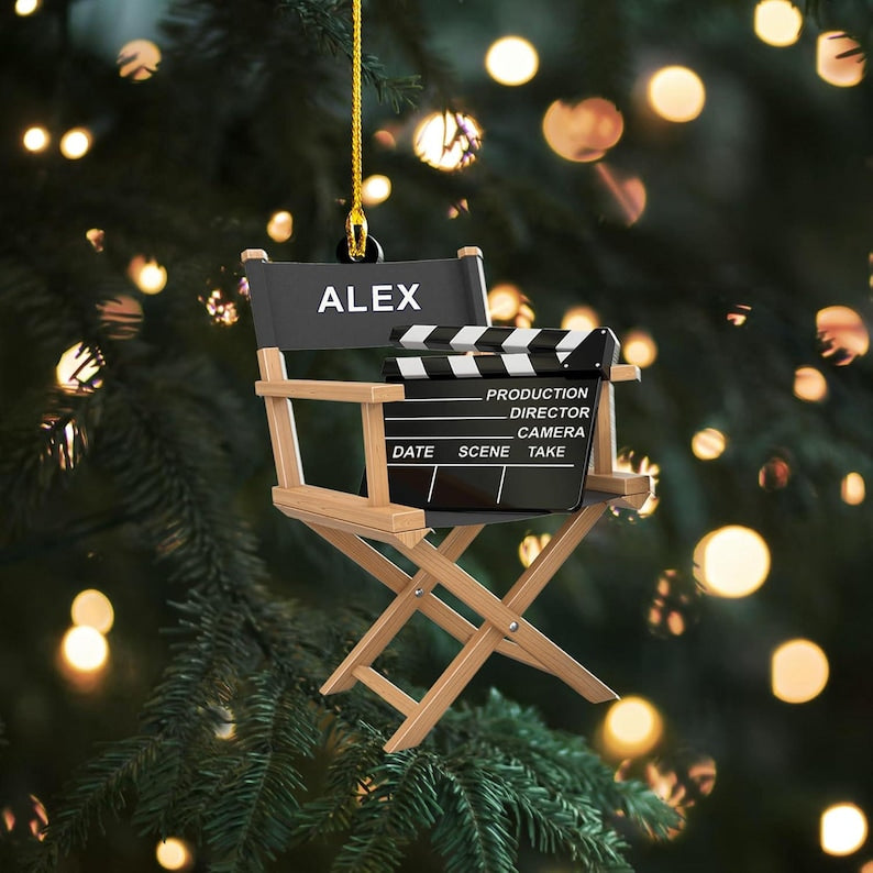 Personalized Director Chain Christmas Ornament, Film Clapper Christmas, Film Clapper Ornament, Christmas Gift For Film, Tree Hanging Decor