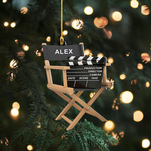 Personalized Director Chain Christmas Ornament, Film Clapper Christmas, Film Clapper Ornament, Christmas Gift For Film, Tree Hanging Decor
