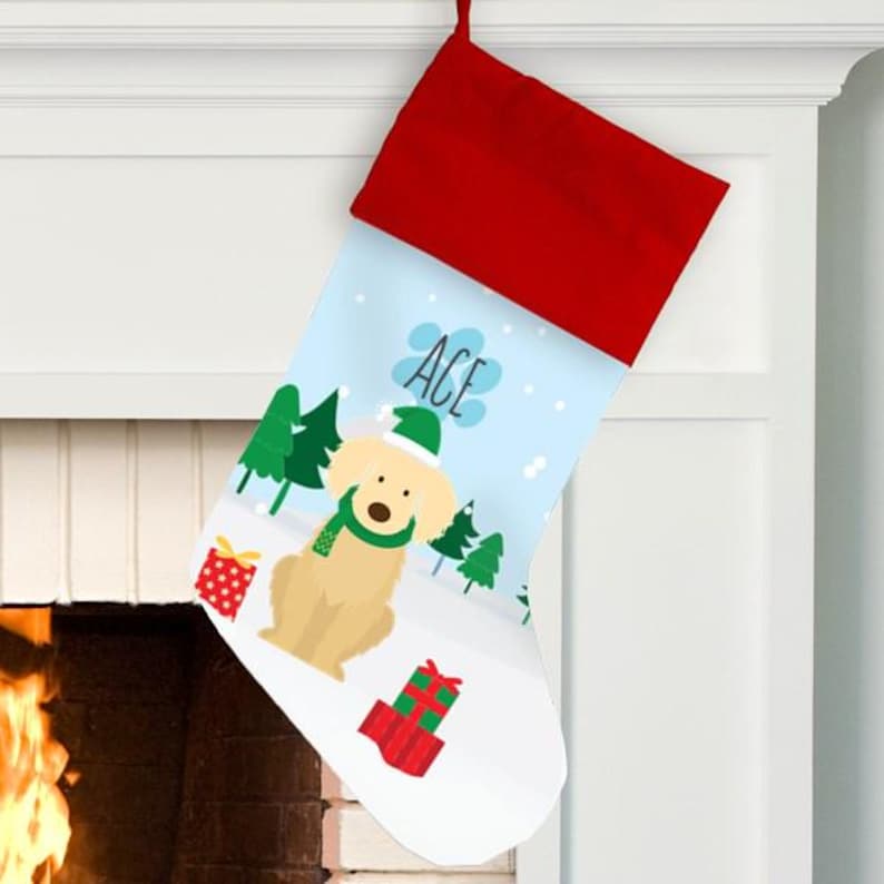 Personalized Dog Stocking, Dog Custom Breed Christmas Stocking, Puppy Stocking, New Dog Christmas Gift, Christmas Gift