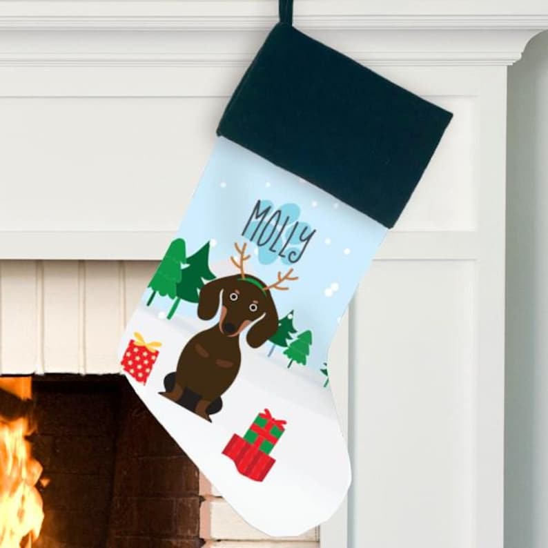Personalized Dog Stocking, Dog Custom Breed Christmas Stocking, Puppy Stocking, New Dog Christmas Gift, Christmas Gift