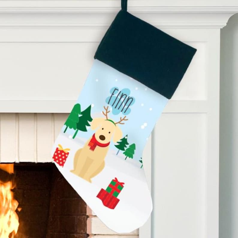 Personalized Dog Stocking, Dog Custom Breed Christmas Stocking, Puppy Stocking, New Dog Christmas Gift, Christmas Gift