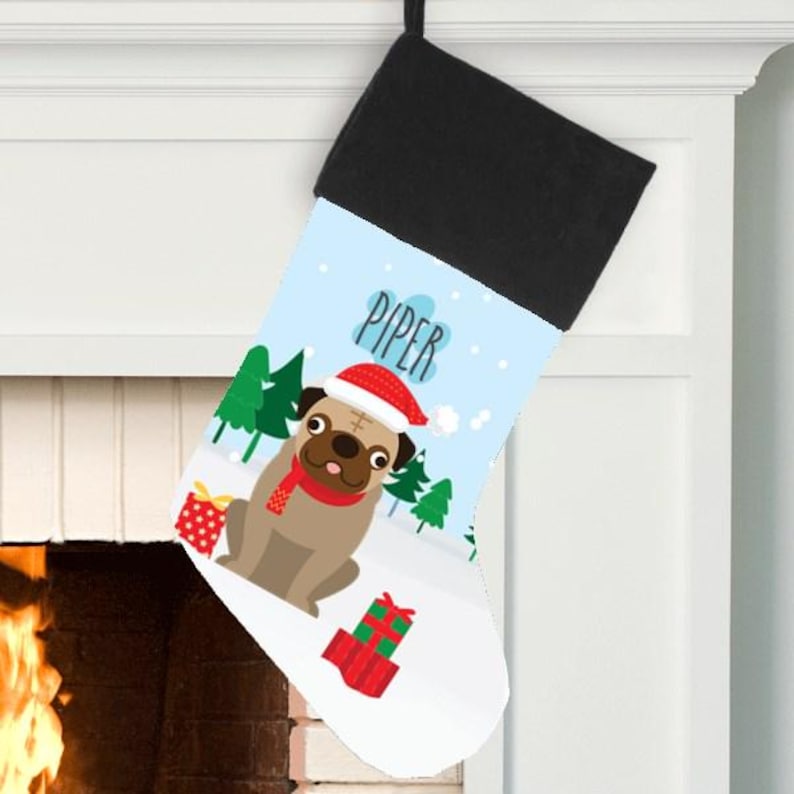 Personalized Dog Stocking, Dog Custom Breed Christmas Stocking, Puppy Stocking, New Dog Christmas Gift, Christmas Gift