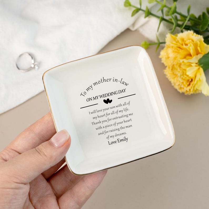 Mother-in-law, Personalized Ring Dish, Custom Jewelry Dish For Mother Of The Groom, Wedding Gift From Bride, Daughter-in-law Gifts