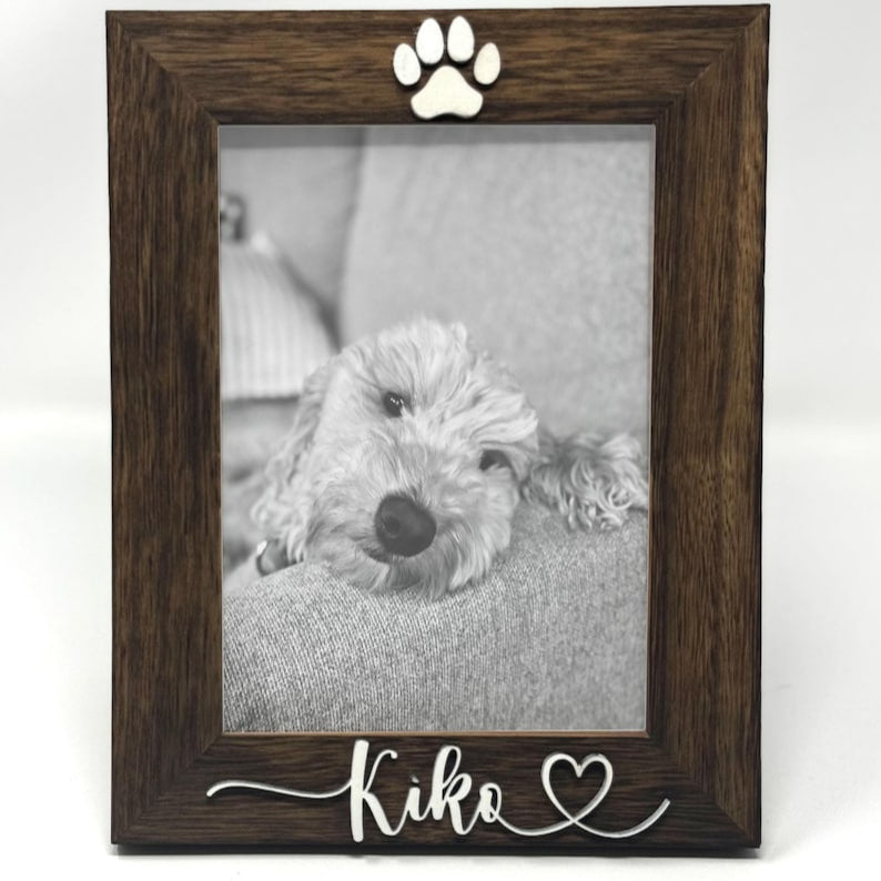 Pet Picture Frame with Name Custom Dog Photo Frame Cat Paw Print Frame Personalized Pet Gift for Pet Owners Pet Memorial Keepsake