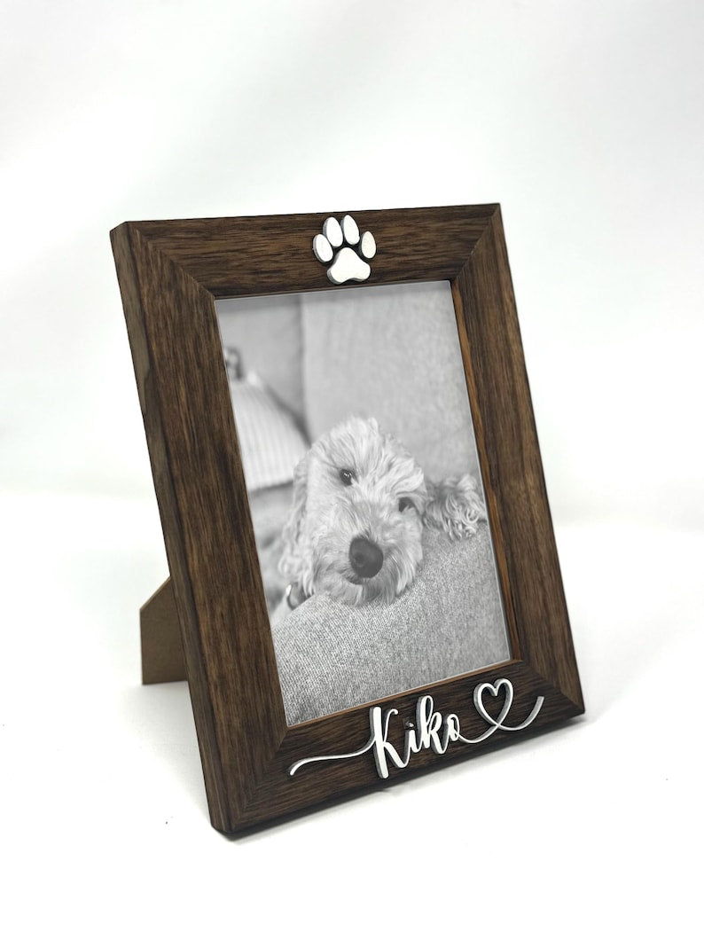 Pet Picture Frame with Name Custom Dog Photo Frame Cat Paw Print Frame Personalized Pet Gift for Pet Owners Pet Memorial Keepsake