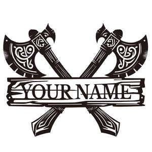 Personalized Vikings Axe Metal Wall Art: Custom Name Sign