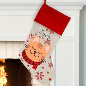 Personalized Cat Breed Christmas Stocking, Cat Christmas Stocking, Kitten Stocking, Cat Christmas Gift, Orange Cat Stocking, White Cat, Gray
