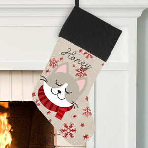 Personalized Cat Breed Christmas Stocking, Cat Christmas Stocking, Kitten Stocking, Cat Christmas Gift, Orange Cat Stocking, White Cat, Gray