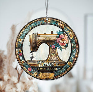 Sewing Machine Suncatcher Acrylic Window Hanging, Sewing Room Decor, Gift for Sewing Lovers, Sewing Machine Keepsake, Tailor Shop Decor