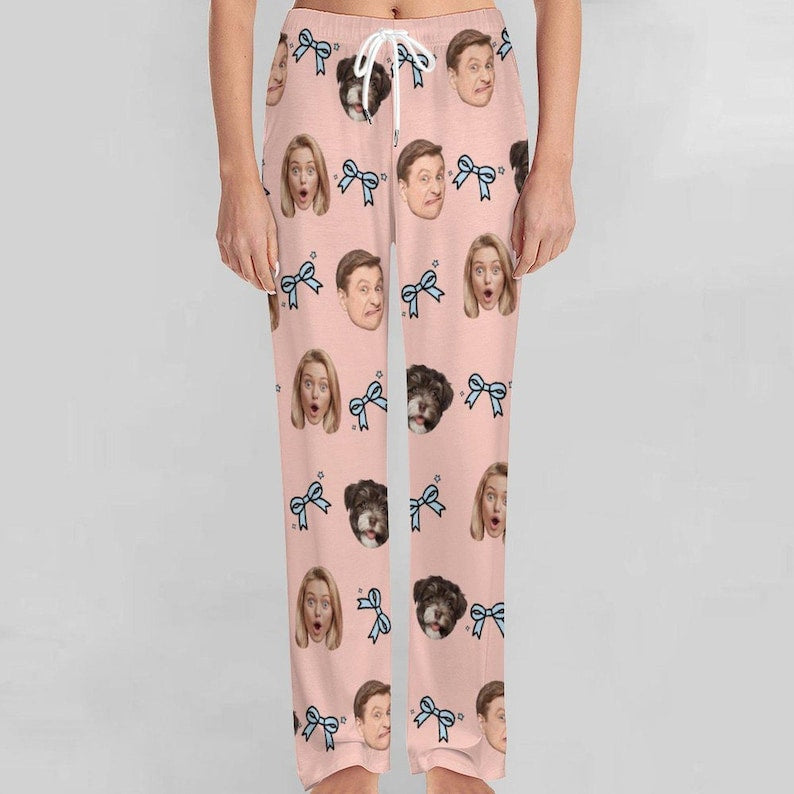 Custom Face Pajama Pants,Personalized Pajama Trousers for Men Women,Custom Pet Face Photo Couple Pajama Pants,Birthday Gift
